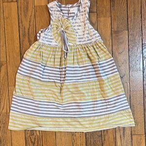 Striped Yellow and Gray Kids Casual Dress